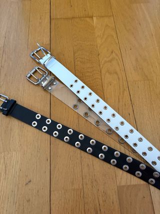 3 cinture: bianco, nero, trasparente
