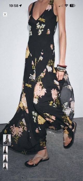 Vestido largo estampado - Negro