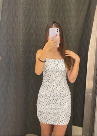 Vestido flores azul y blanco