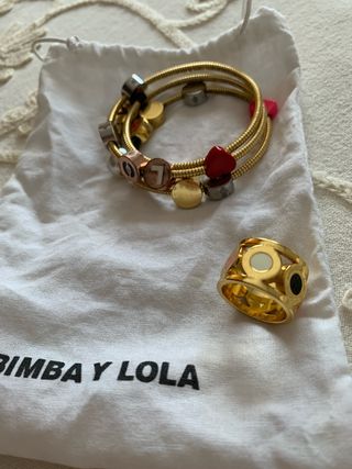 Bimba y Lola - Pulsera y anillo dorados