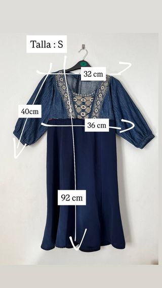 Vestido Blanco vintage azul - Talla S