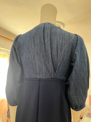 Vestido Blanco vintage azul - Talla S