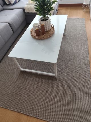 Mesa centro blanca - cristal y metal
