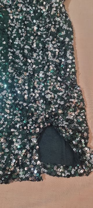 Vestido lentejuelas verde-plata