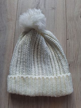 Gorro invierno blanco plata