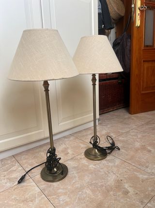 2 lámparas mesa - beige/dorado