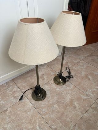 2 lámparas mesa - beige/dorado