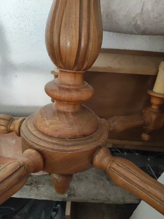 Lámpara techo 5 brazos madera