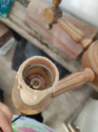 Lámpara techo 5 brazos madera