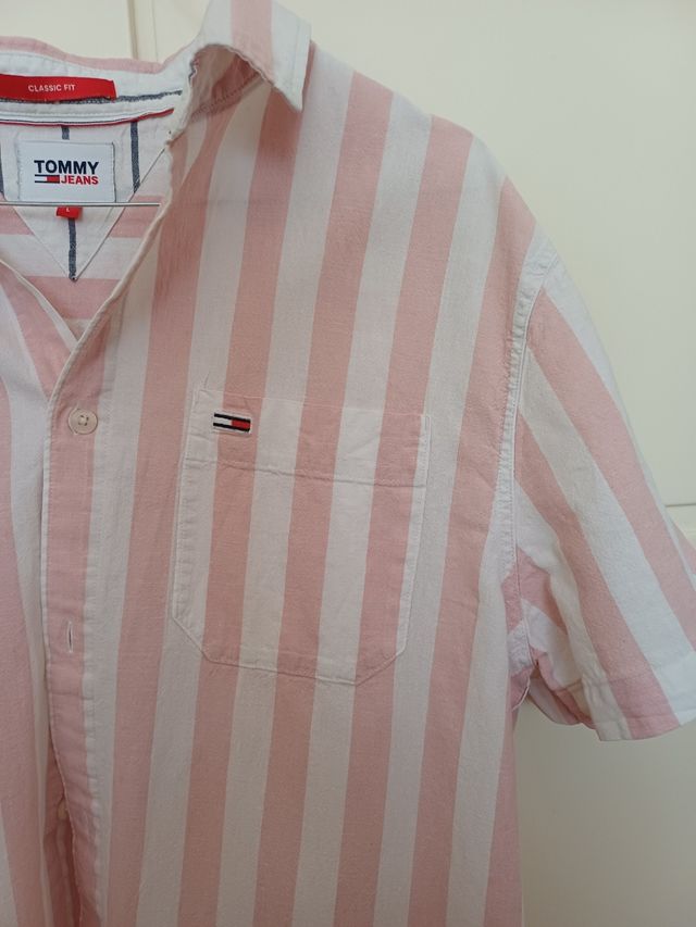 Camisa Tommy Jeans L - Rayas Rosa