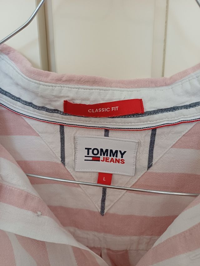 Camisa Tommy Jeans L - Rayas Rosa