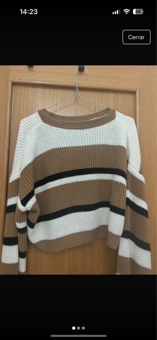 Jersey rayas marrón blanco talla S