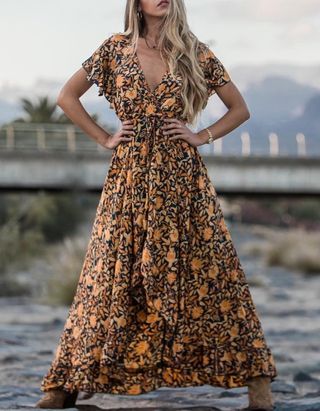 Vestido boho con estampado de floral