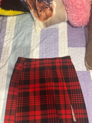 Minifalda cuadros roja Shein M