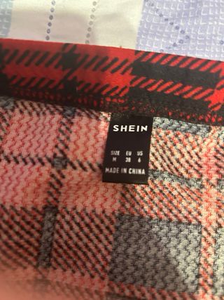 Minifalda cuadros roja Shein M