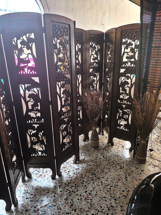 Biombo tallado madera - 12 paneles