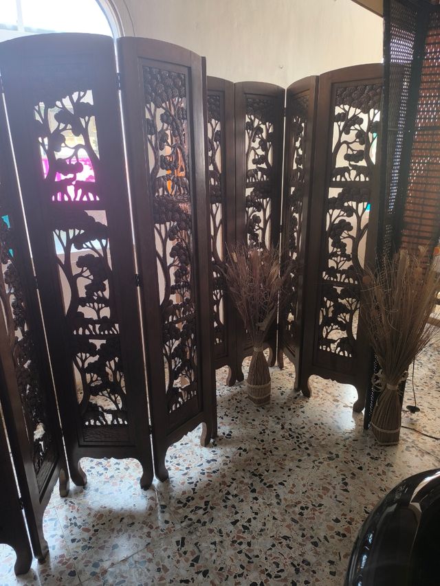 Biombo tallado madera - 12 paneles