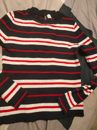 Maglia H&M a righe, nero-rosso