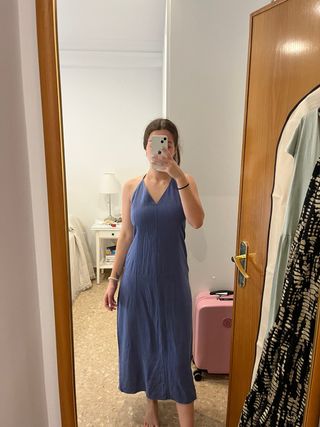 Vestido midi Stradivarius azul - Talla M