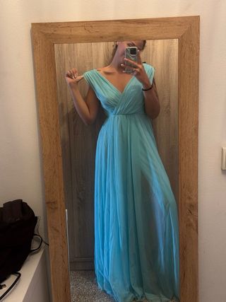 Vestido largo turquesa boda