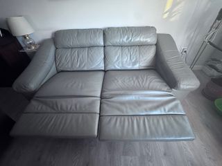 Sofá piel gris reclinable 2 plazas ELÉCTRICO