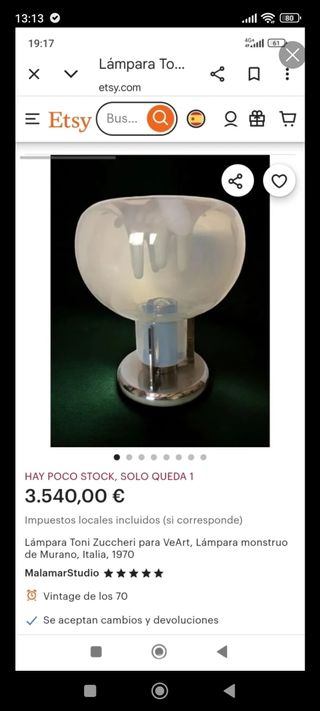 Lampara de diseño modelo Monstruo de Toni Zuccheri