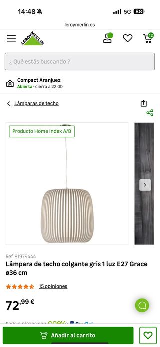Lámpara colgante Grace gris Ø36cm