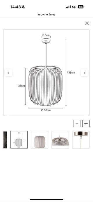 Lámpara colgante Grace gris Ø36cm