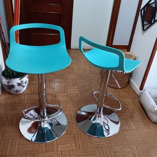 2 Taburetes Altos - Turquesa & Acero