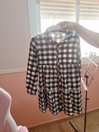 Vestido Lefties cuadros blanco y negro talla S