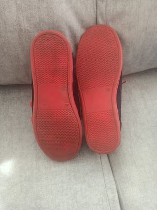 Zapatos niño de serraje - Azul marino con Rojo.