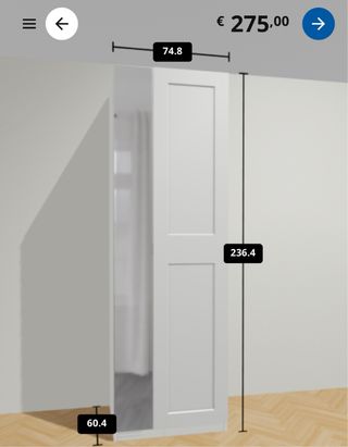 Armario PAX blanco IKEA - 75x60x236cm