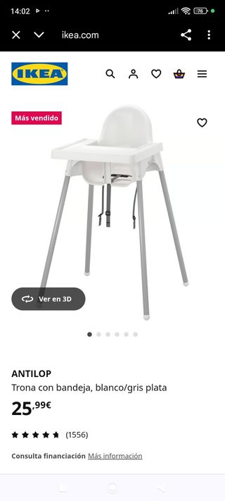 Trona ANTILOP Ikea - Blanco/Gris