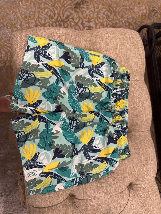 Bañador niño 7 años - Verde Amarillo