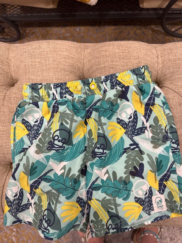 Bañador niño 7 años - Verde Amarillo