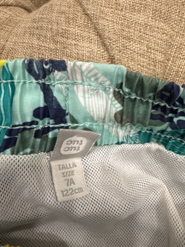 Bañador niño 7 años - Verde Amarillo