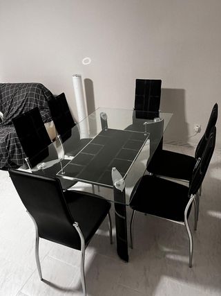 Mesa cristal 6 sillas - Moderna