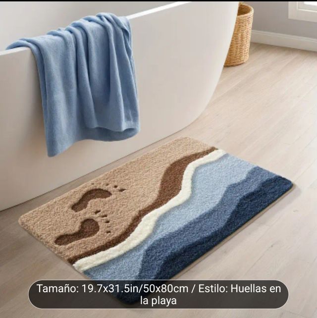 Alfombra baño - Huellas playa 50x80cm