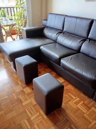 Sofá Chaise Longue Marrón Divatto