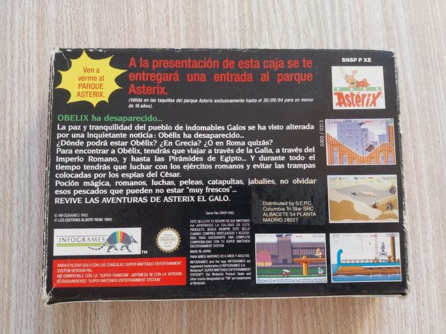 ASTERIX PAL ESPAÑA SUPER NINTENDO