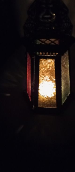 Farol multicolor metal y cristal