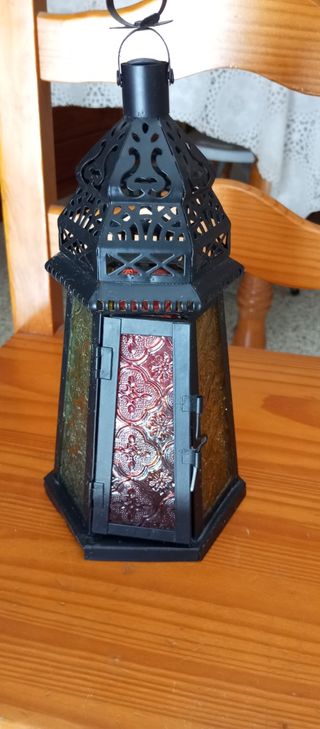Farol multicolor metal y cristal