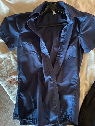 Camicia blu manica corta