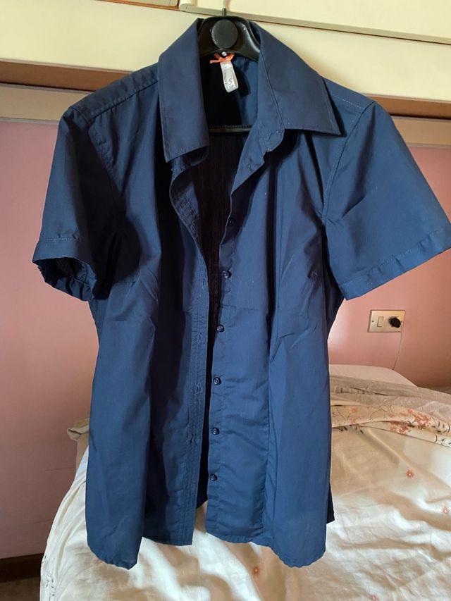 Camicia blu manica corta