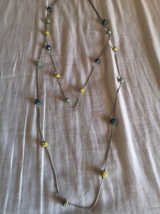 Collar largo turquesa-amarillo