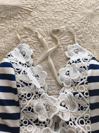 Enterizo rayas azul y blanco

