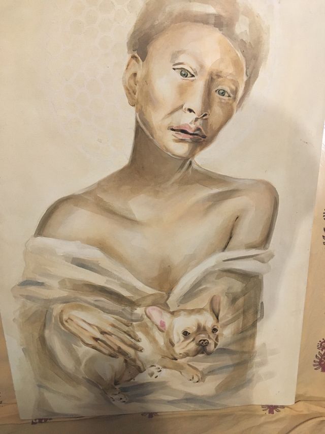 Dipinto originale - Donna con cane