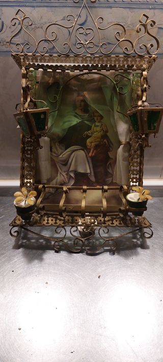 Capilla Virgen María cuadro latón con luz 