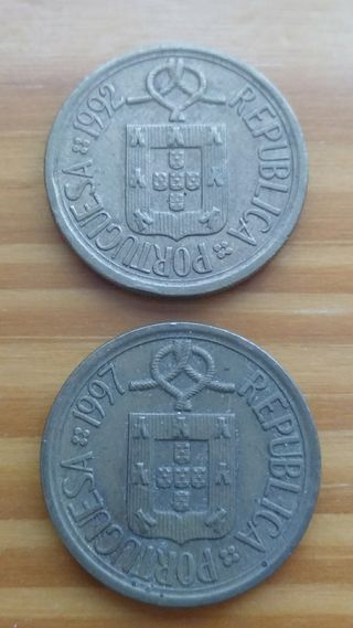 2 Monedas 10 Escudos Portugal 1992-1997