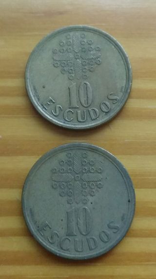 2 Monedas 10 Escudos Portugal 1992-1997